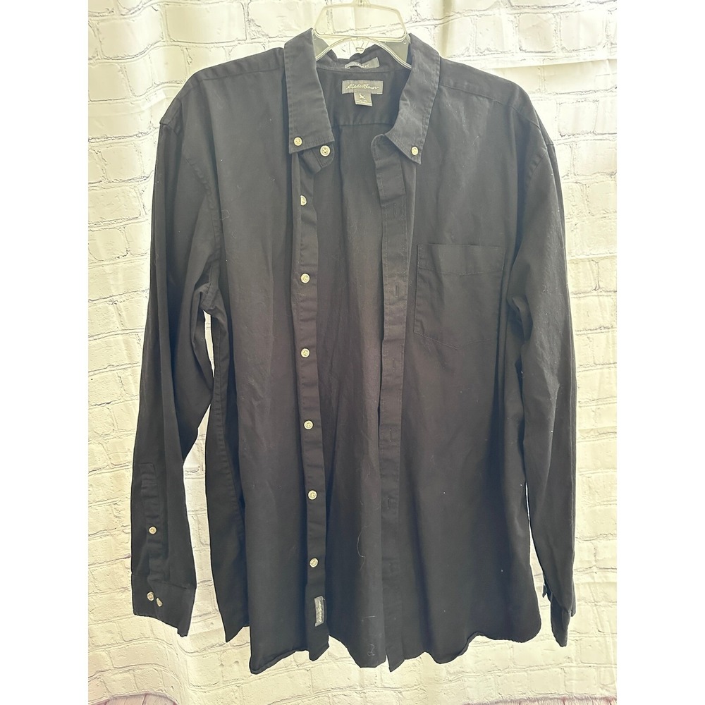Eddie Bauer Black Button Down Shirt Classic Fit‎ Long Sleeve XL